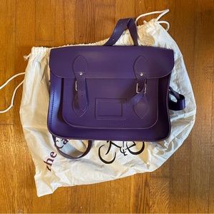 Purple Cambridge satchel company bag, with dust bag.